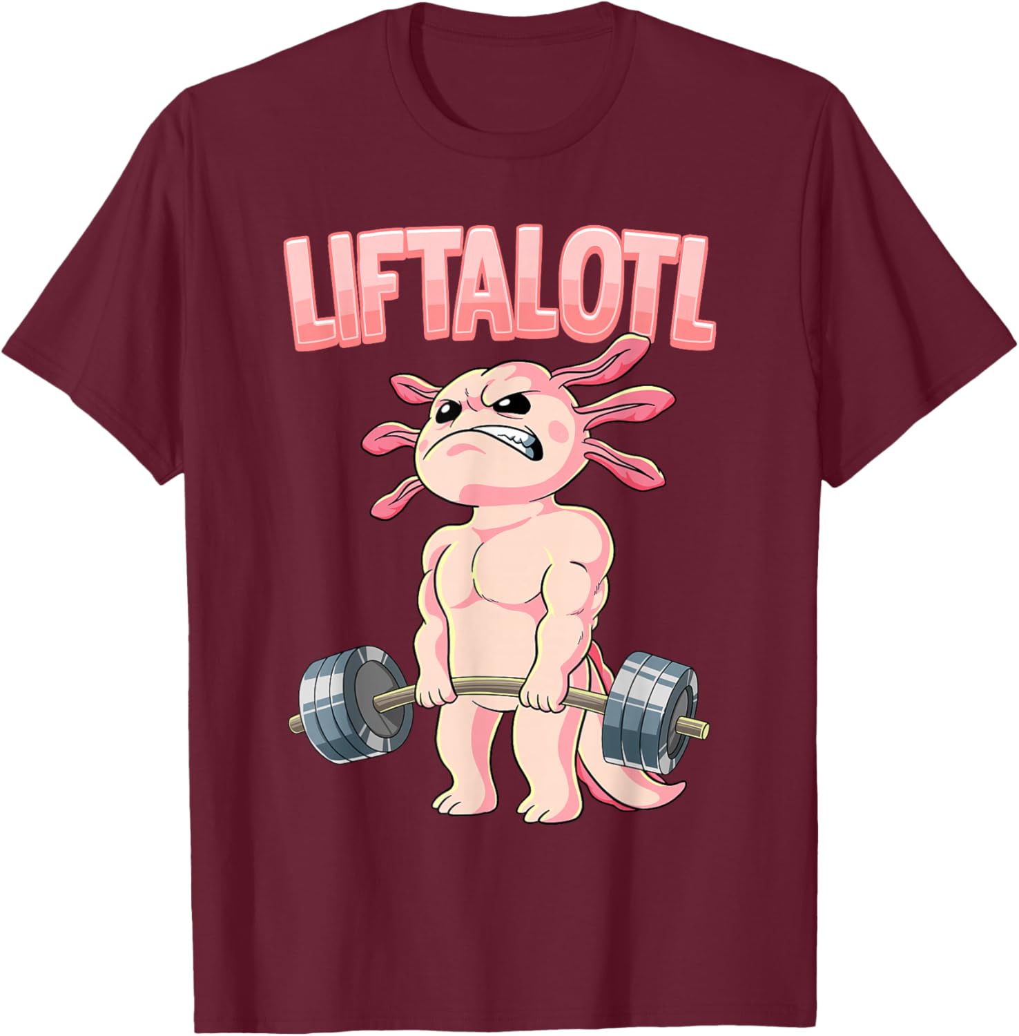 Kraftsport Geschenk Liftalotl Bodybuilding Fitness Gym Schwarz Klein U-Ausschnitt Kurzarm Männer Fitnessbegeisterte Bodybuilder T-Shirt - T-Shirt | Maroon