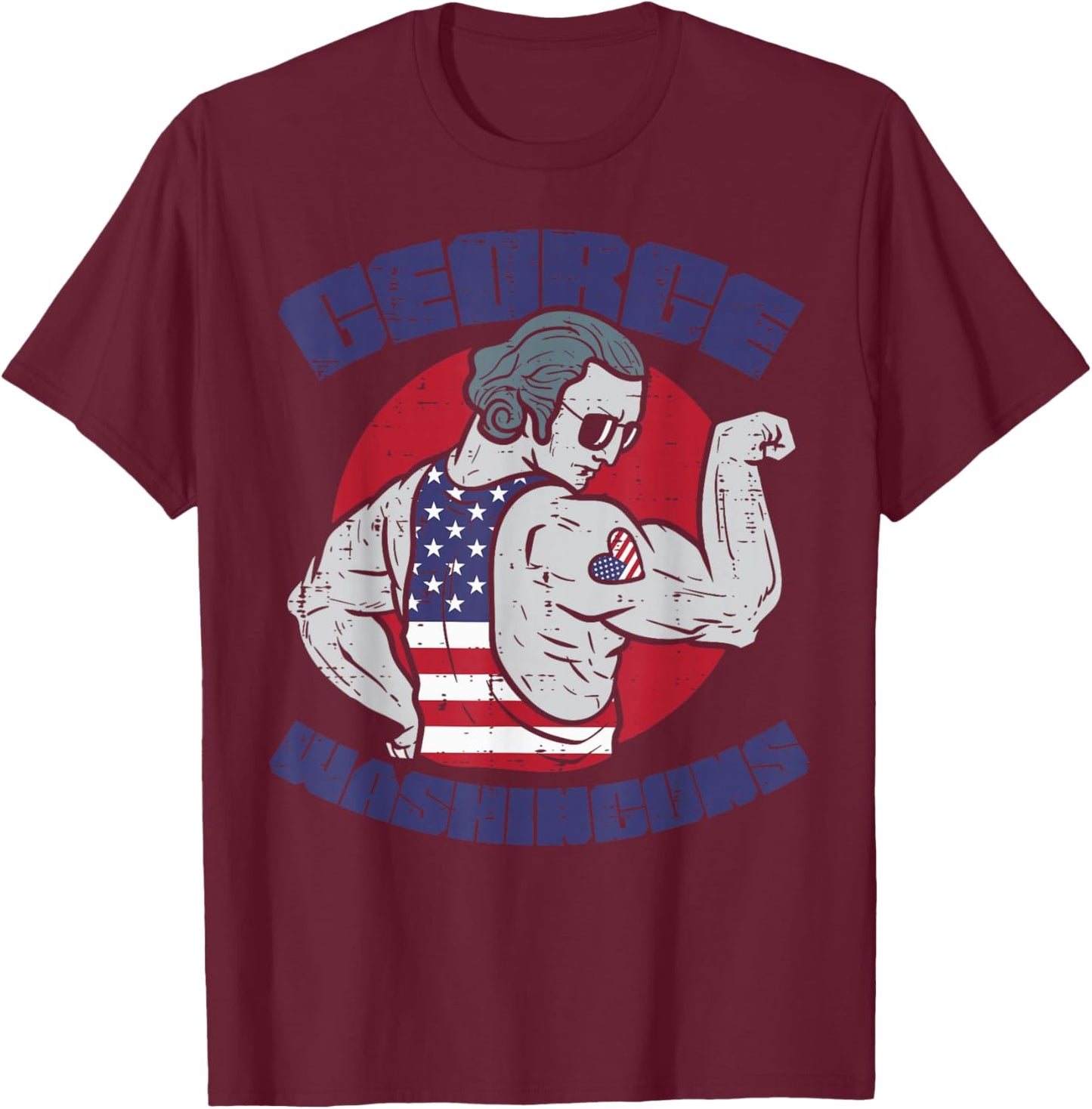 4th July George Washinguns Washington Workout Patriot Men T-Shirt - T-Shirt | Maroon