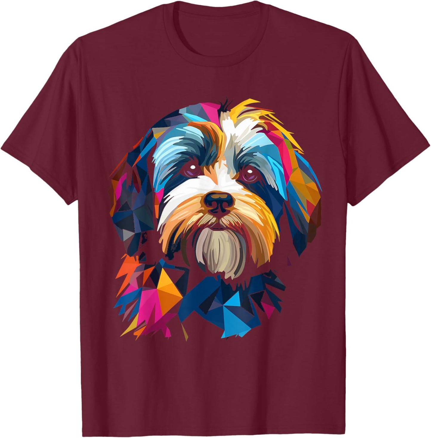 Havaneser Geometrisches Geschenk T-Shirt - T-Shirt | Maroon