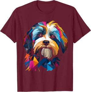 Havaneser Geometrisches Geschenk T-Shirt - T-Shirt | Maroon