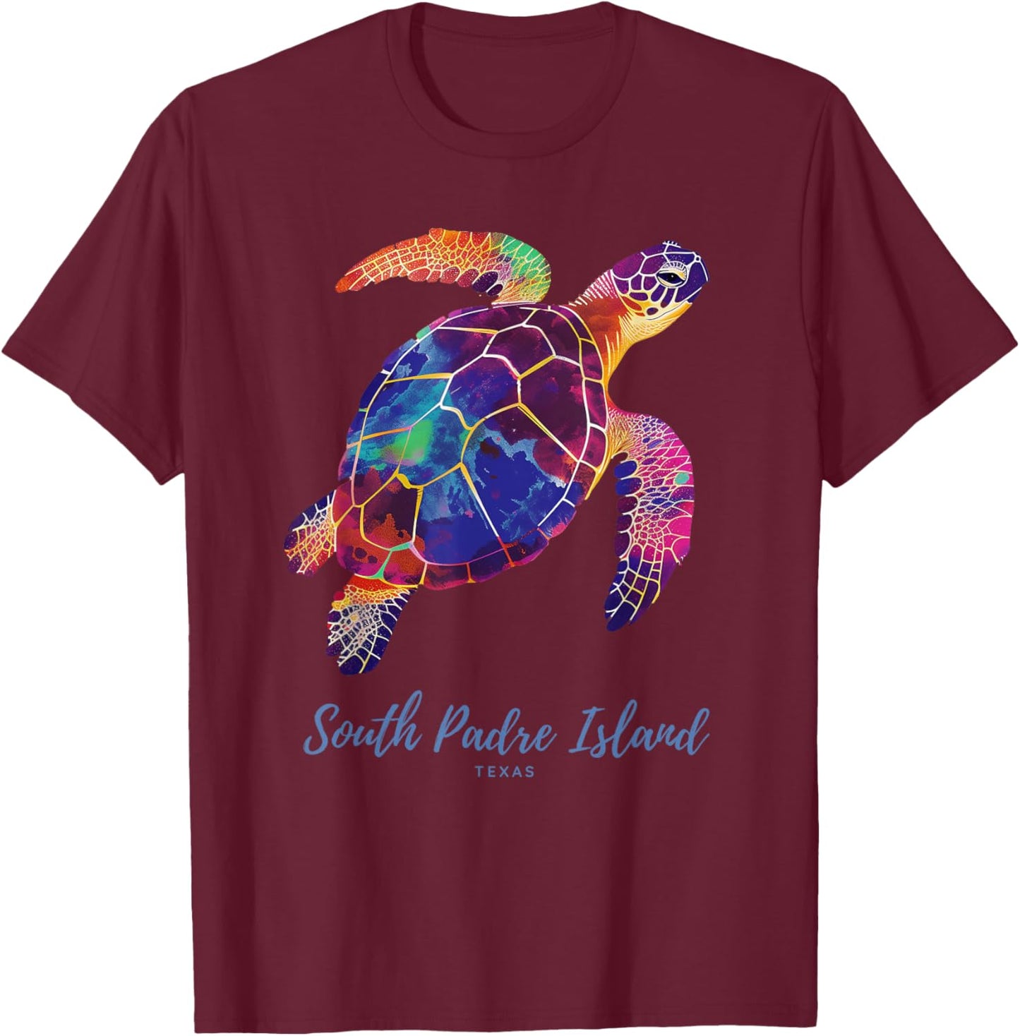 South Padre Island TX Sea Turtle Vintage Texas Retro Diving T-Shirt - T-Shirt | Maroon