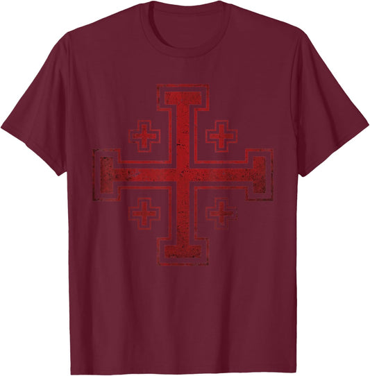 Catholic Knight Templar Crusader Cross T-Shirt - T-Shirt | Maroon