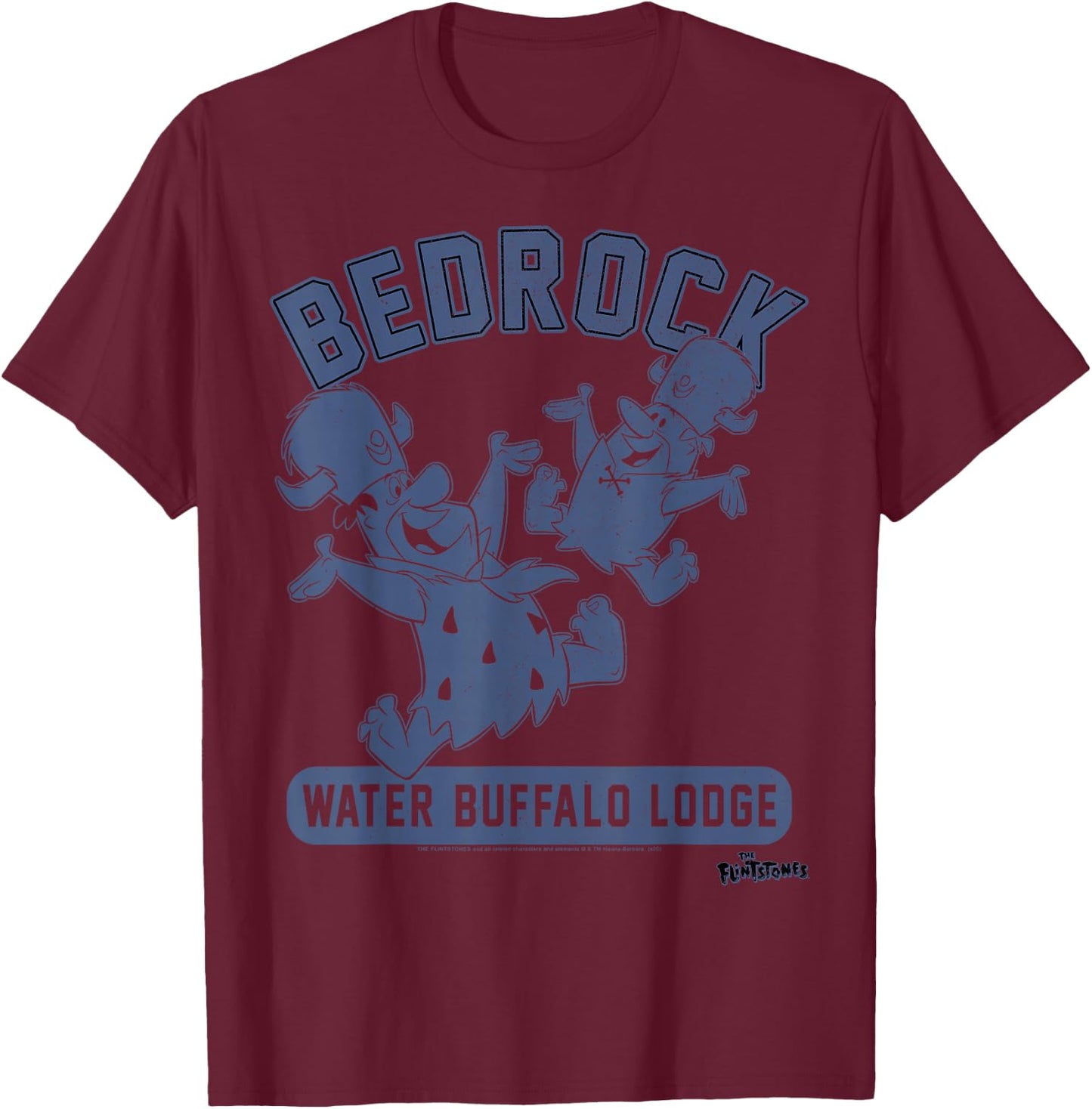 The Flintstones Bedrock Water Buffalo Lodge Collegiate T-Shirt - T-Shirt | Maroon