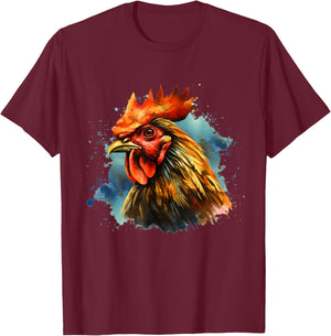 Vintage Rooster Chicken T-Shirt - T-Shirt | Maroon