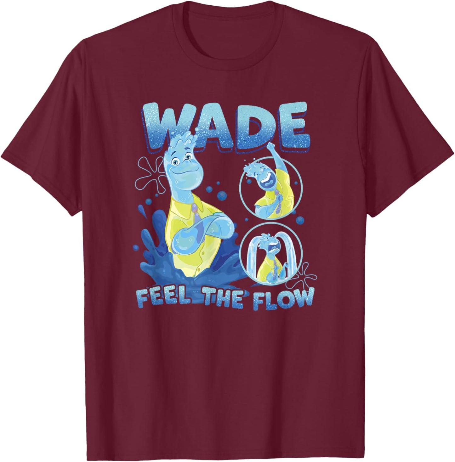 Disney Pixar Elemental Feel The Flow Wade Portrait T-Shirt - T-Shirt | Maroon
