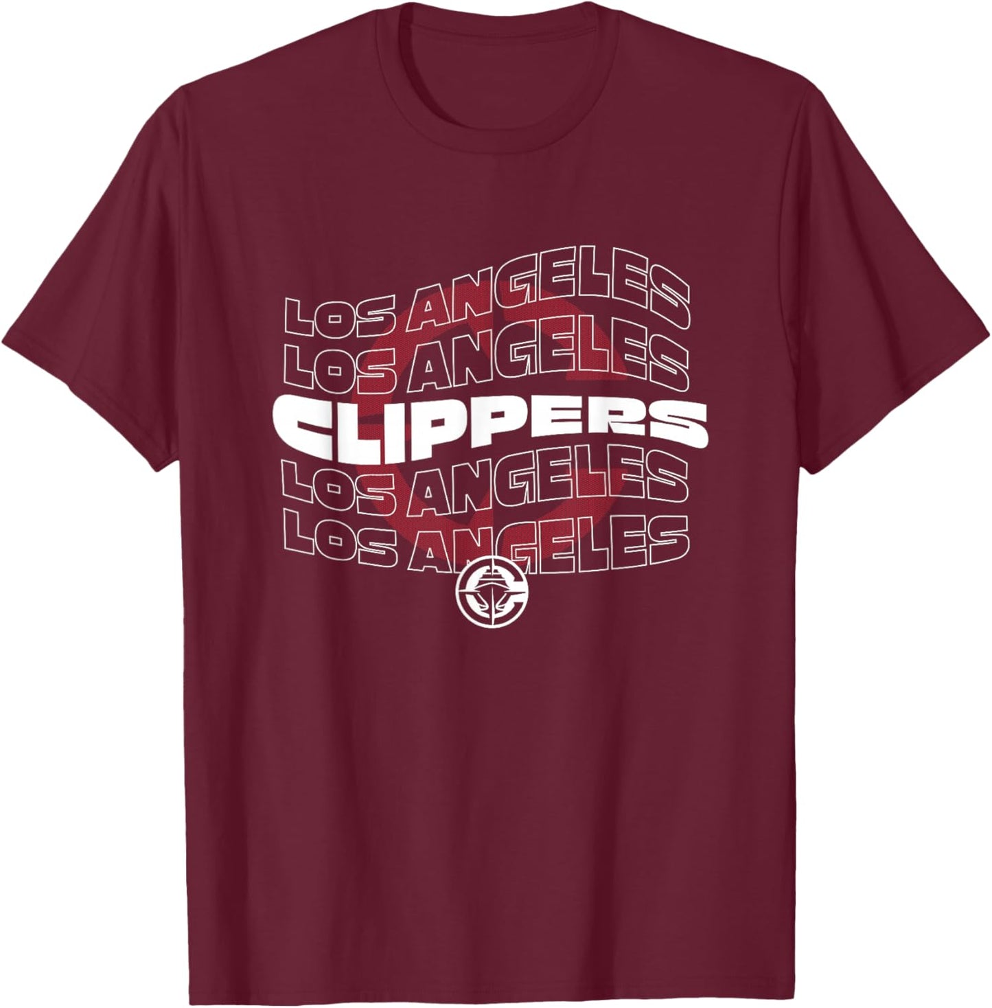 NBA Los Angeles Clippers Wave Outline Team Logo T-Shirt - T-Shirt | Maroon