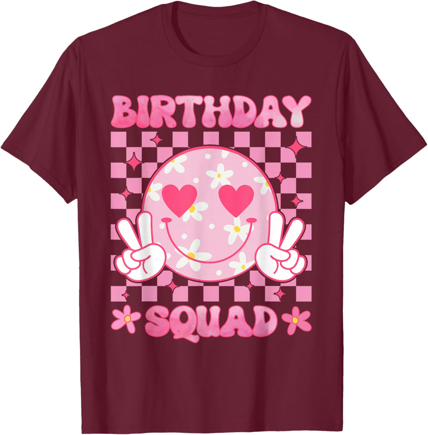 Groovy Birthday Squad Party Matching Birthday Family Group T-Shirt - T-Shirt | Maroon
