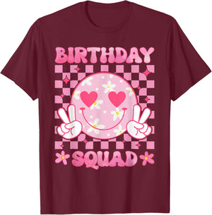Groovy Birthday Squad Party Matching Birthday Family Group T-Shirt - T-Shirt | Maroon