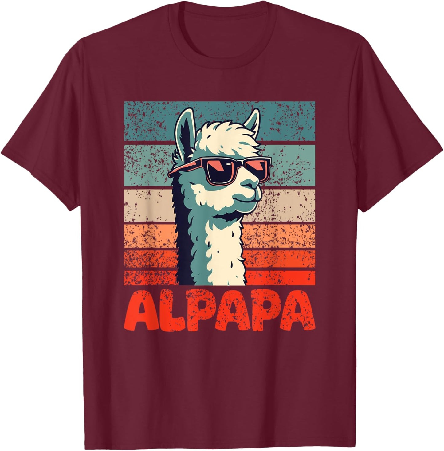Alpapa Father's Day Best Dad Alpaca T-Shirt - T-Shirt | Maroon