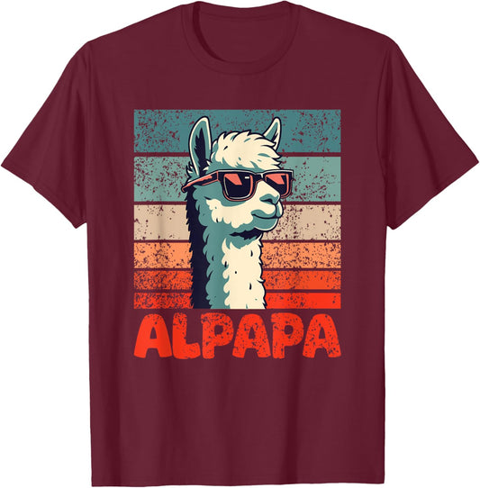 Alpapa Father's Day Best Dad Alpaca T-Shirt - T-Shirt | Maroon