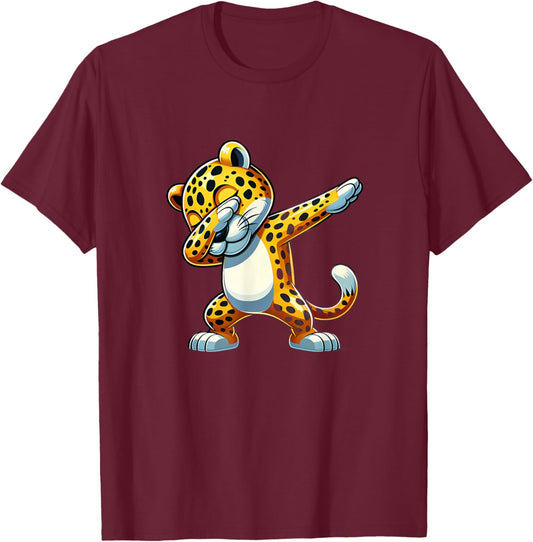 Dabbing Jaguar Cat Animal Lover Safari 0926CT T-Shirt - T-Shirt | Maroon