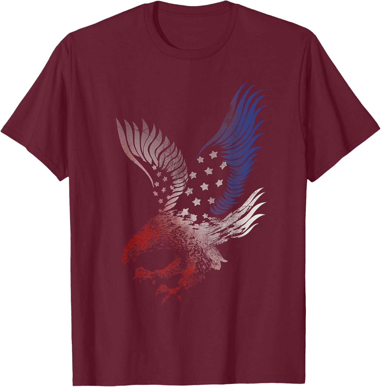 American Flying Eagle Swooping USA Flag Silhouette T-Shirt - T-Shirt | Maroon
