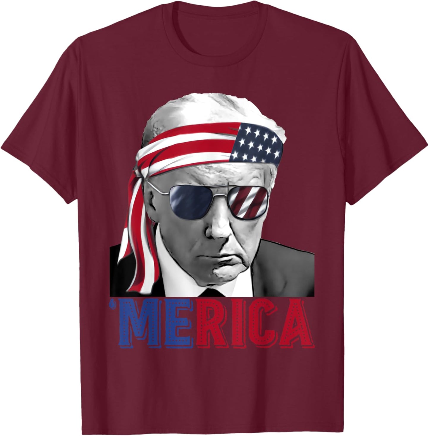 Happy 4th Of July 'MERICA TRUMP American Flag USA Women Girls Kids Men T-Shirt - T-Shirt | Maroon
