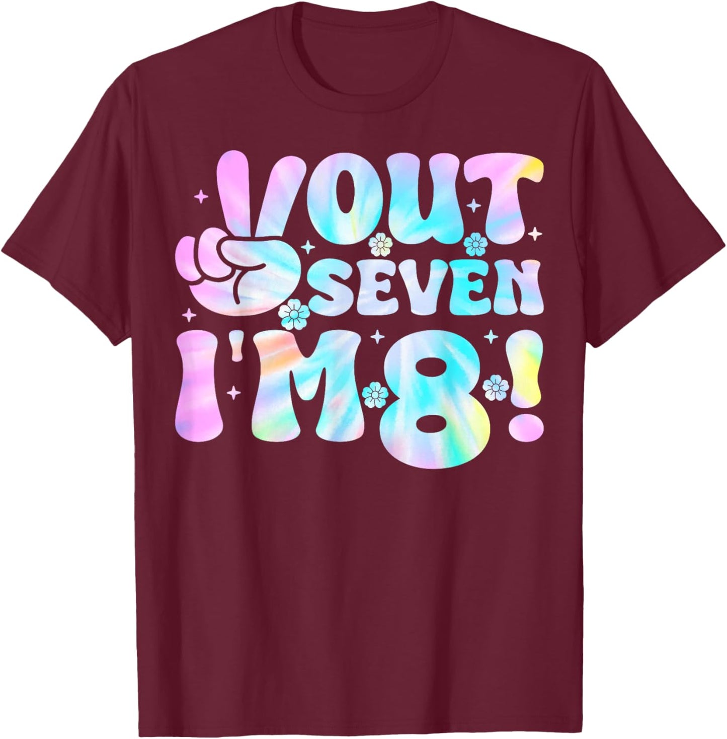 Peace Out Seven I'm 8 Kids Eight Years Old 8th Birthday T-Shirt - T-Shirt | Maroon
