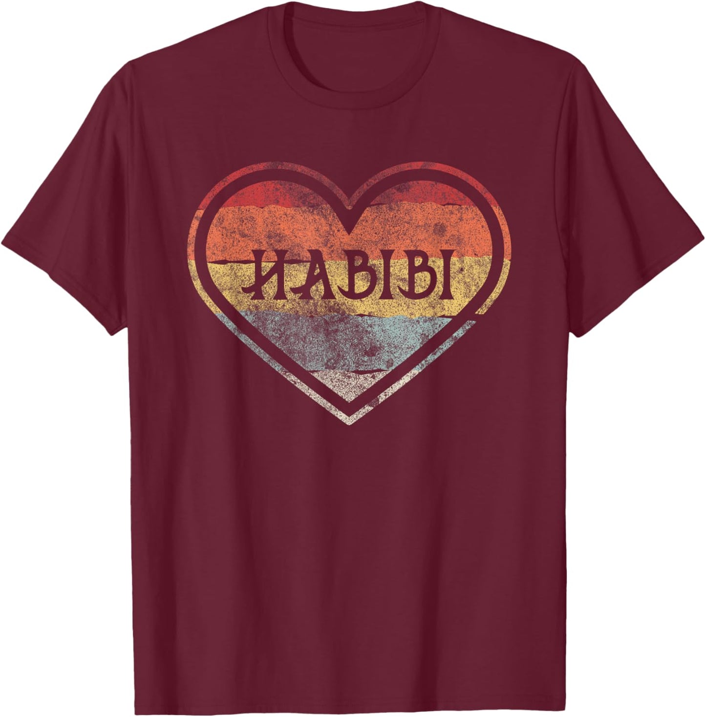 Habibi Retro Heart Arabic Arab Sweetheart Islam Muslim T-Shirt - T-Shirt | Maroon