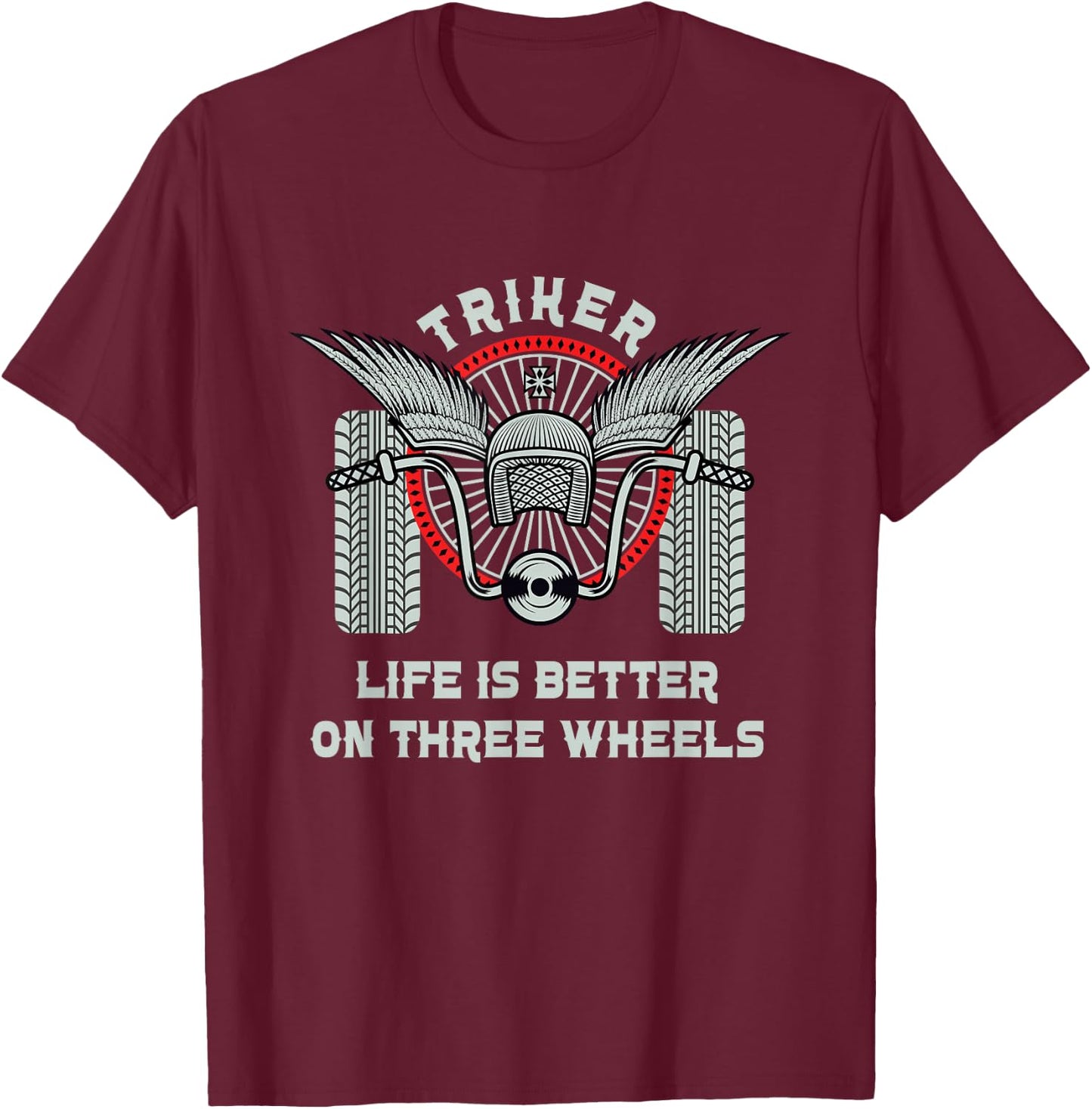Trike Motorcycle Motortrike Three Wheels Biker Gift T-Shirt - T-Shirt | Maroon