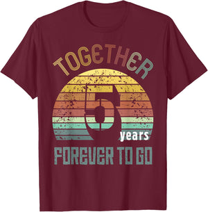 5th Years Wedding Anniversary Gifts For Couple Matching Five T-Shirt - T-Shirt | Maroon