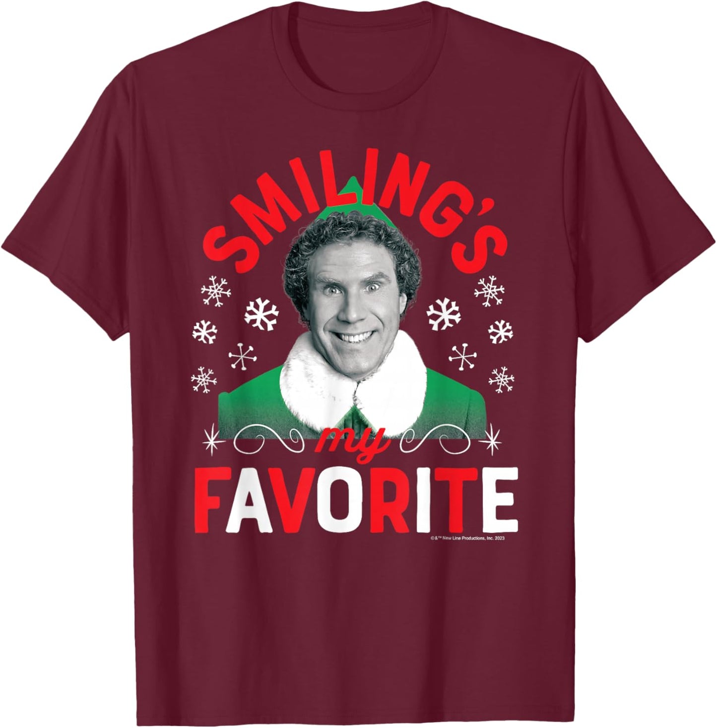 Elf - Smiling's My Favorite T-Shirt - T-Shirt | Maroon