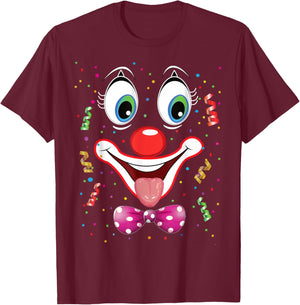 Carnival Clown Face Circus Costume Kids Men Women Carnivals T-Shirt - T-Shirt | Maroon