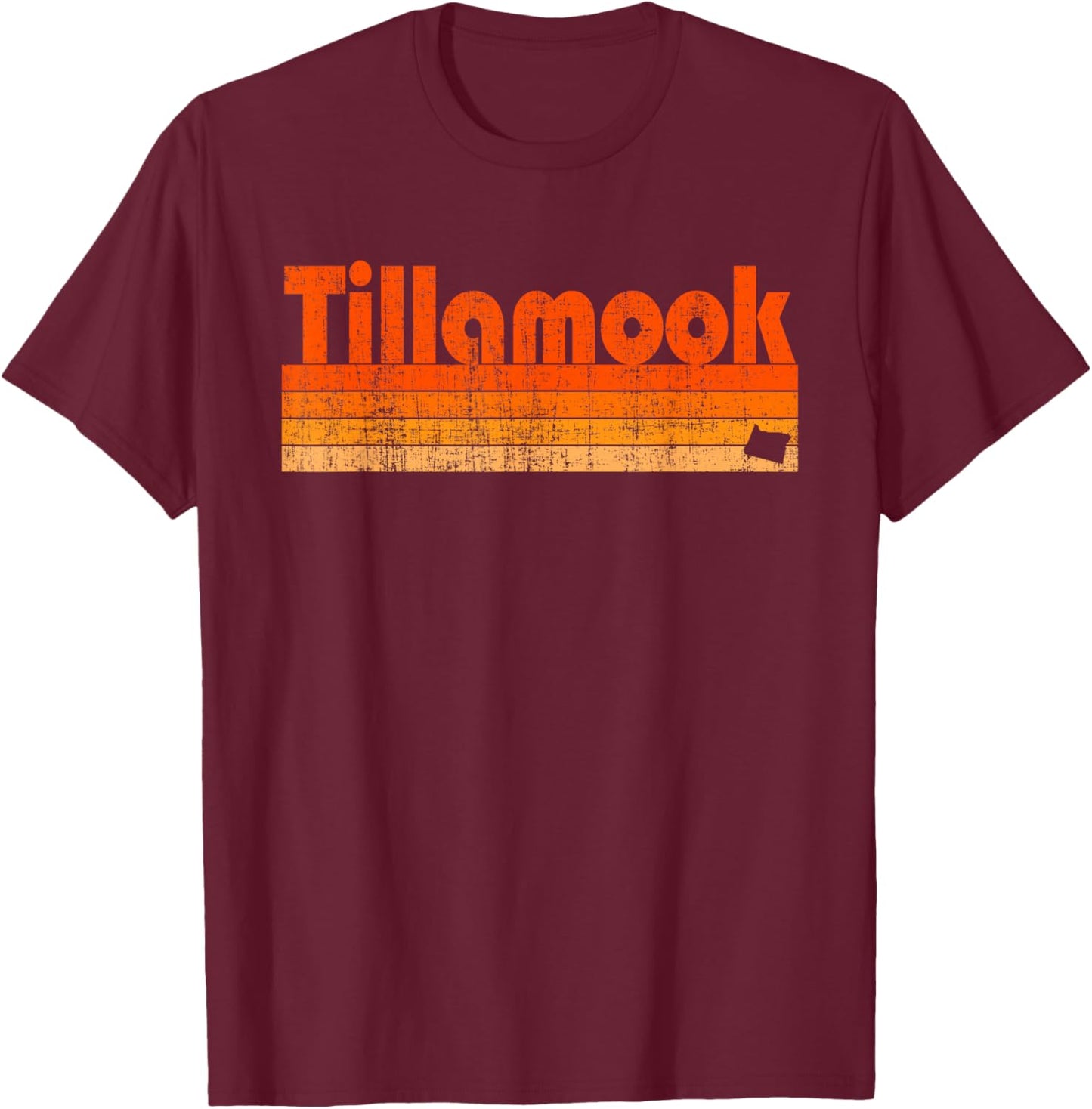 Tillamook, Oregon Retro 80s Style T-Shirt - T-Shirt | Maroon