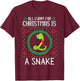 All I Want for Christmas is A Snake Funny Xmas Sweater Retro T-Shirt - T-Shirt | Maroon
