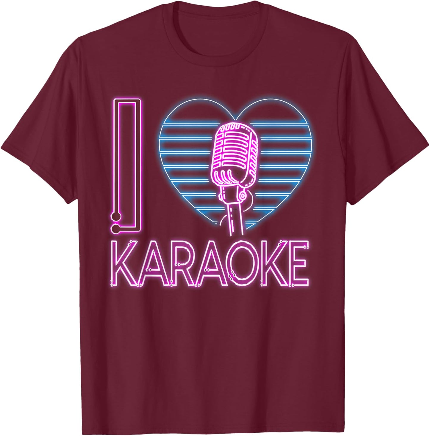 Karaoke Singer Heart 80s Retro I Love Karaoke T-Shirt - T-Shirt | Maroon