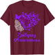 Epilepsy Awareness Day Epilepsy Butterfly T-Shirt - T-Shirt | Maroon