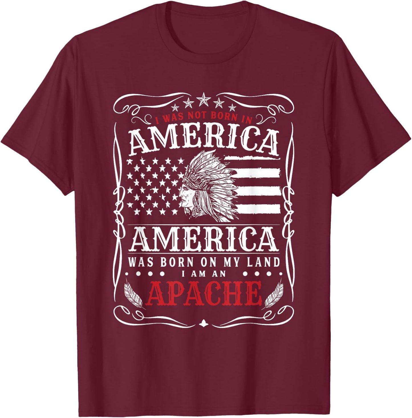 Native American Apache T-Shirt - T-Shirt | Maroon
