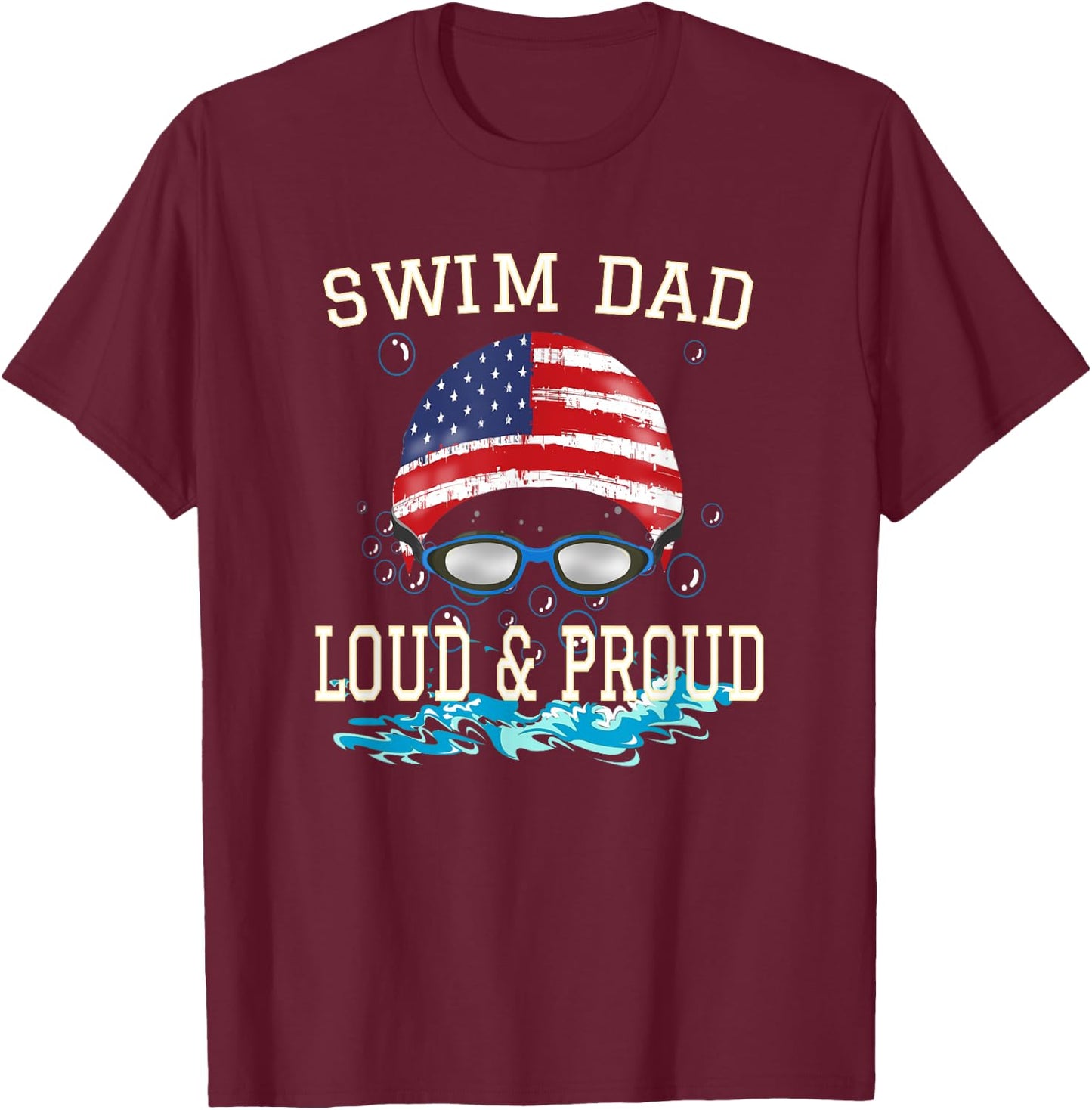 Swim Dad T shirt Funny Swimming Swimmer Cheer Dad Gift T-Shirt - T-Shirt | Maroon
