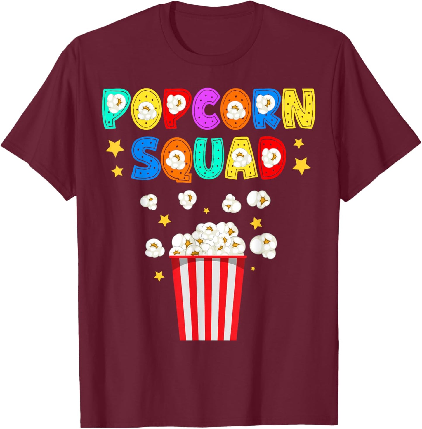 Popcorn Squad Movie Theater Lover Theatre Nerd T-Shirt - T-Shirt | Maroon