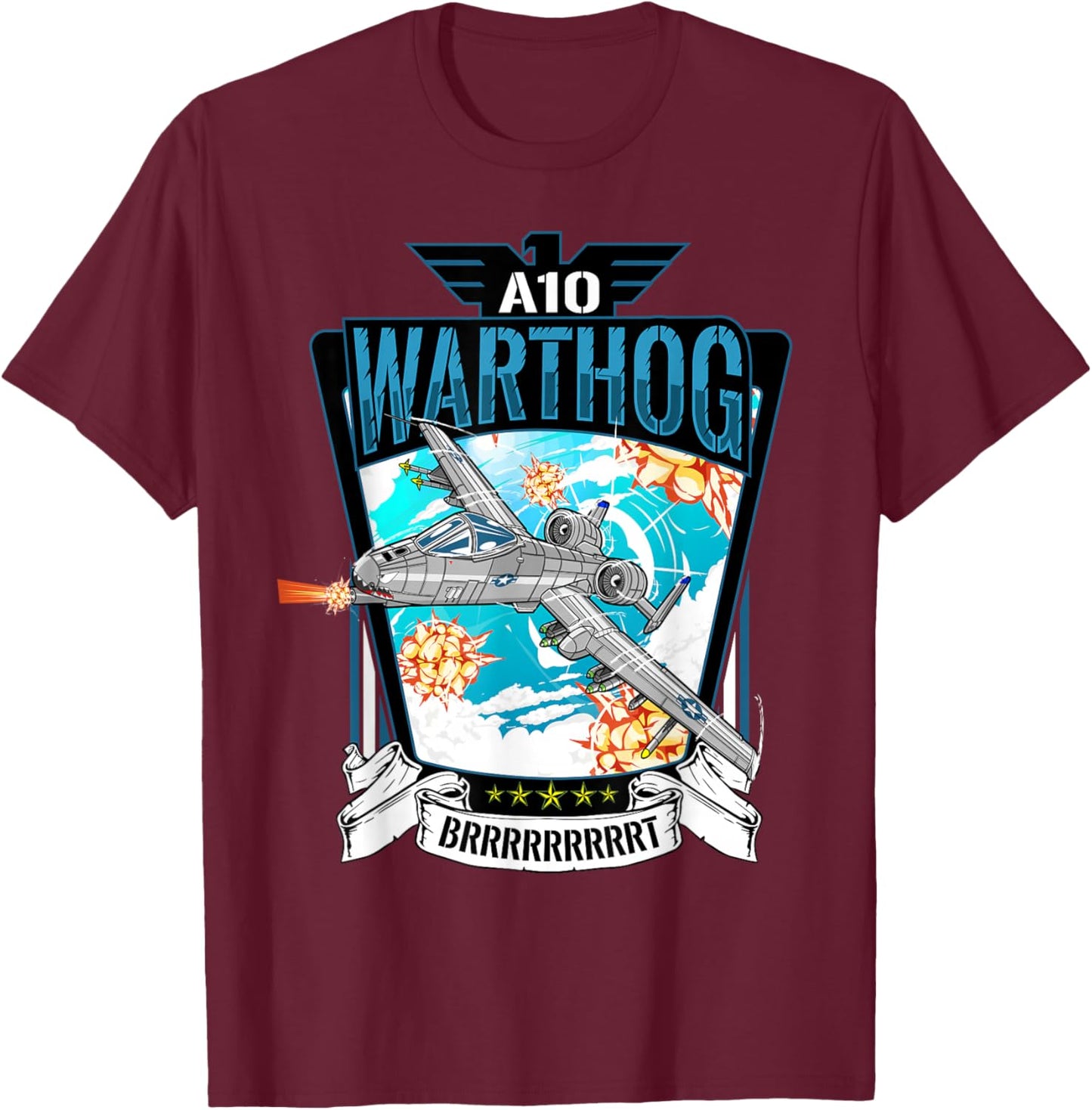 American Military Fighter Bomber A10 Warthog T-Shirt - T-Shirt | Maroon