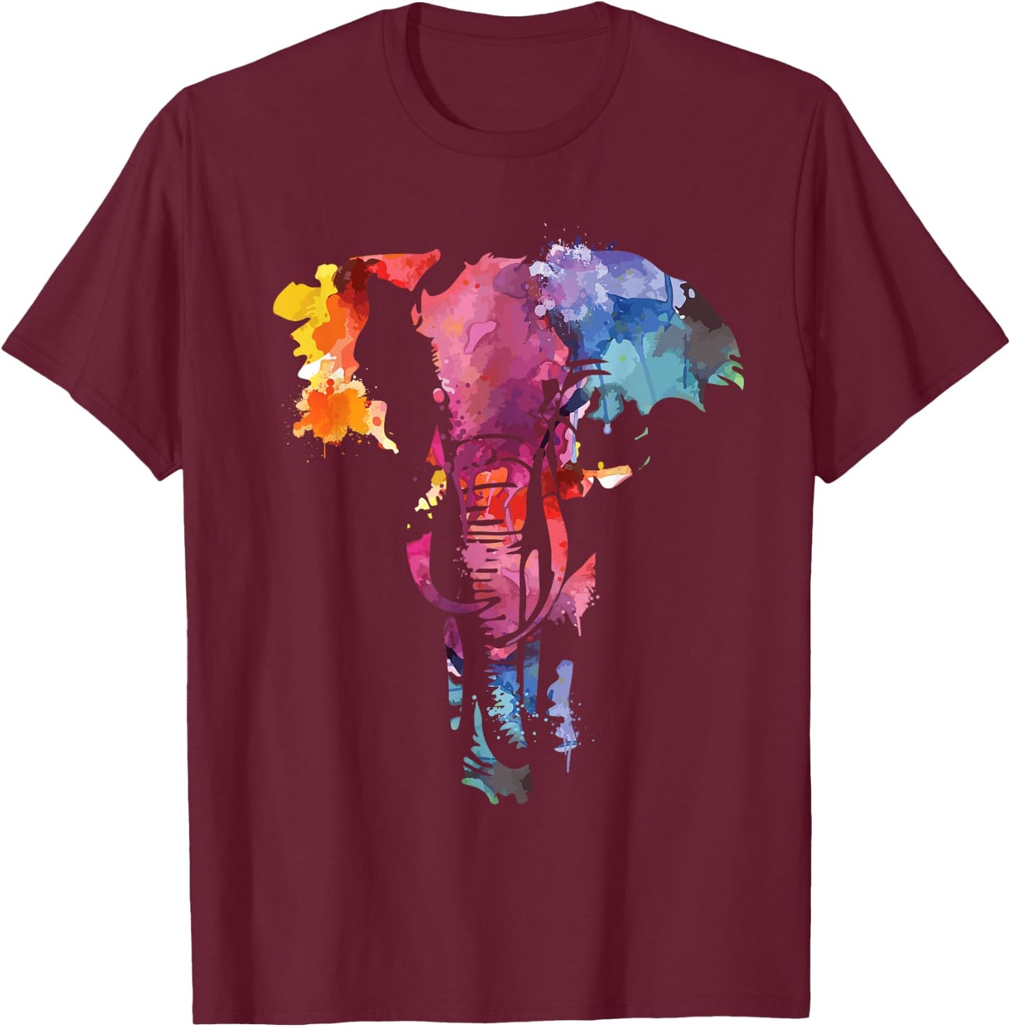 Elephant Watercolor Art Design For People Who Love Elephants T-Shirt - T-Shirt | Maroon