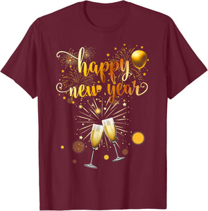 New Years Eve Party Supplies 2026 Happy New Year Fireworks T-Shirt - T-Shirt | Maroon