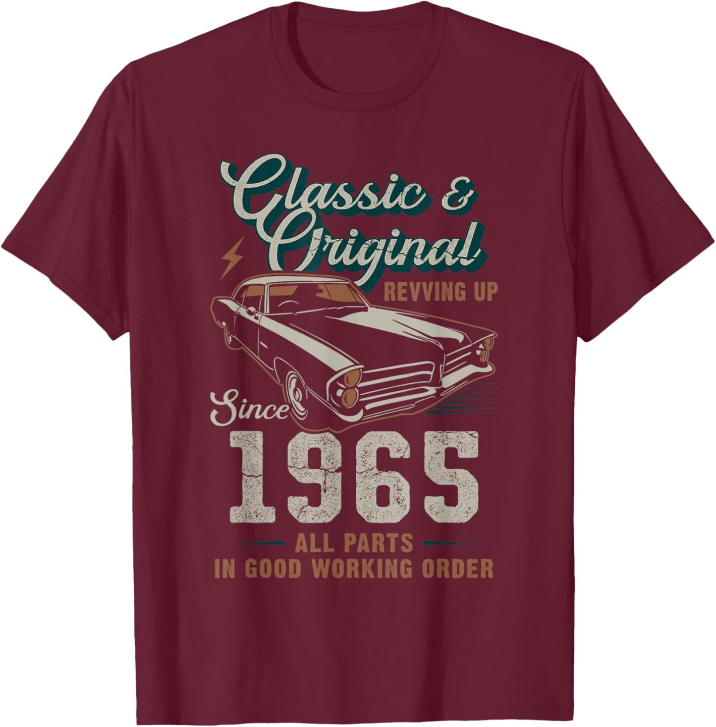 Born 1965 Vintage Classic Car 60th Birthday T-Shirt - T-Shirt | Maroon
