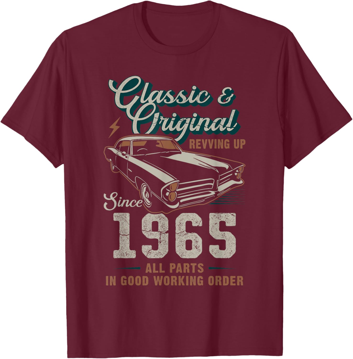 Born 1965 Vintage Classic Car 60th Birthday T-Shirt - T-Shirt | Maroon