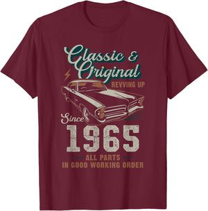Born 1965 Vintage Classic Car 60th Birthday T-Shirt - T-Shirt | Maroon