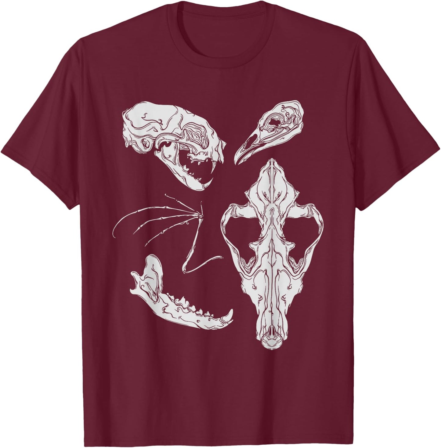 Gothic Horror | Witch Wicca | Vulture Culture | Animal Bone T-Shirt - T-Shirt | Maroon