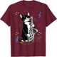 Cat Playing Saxophone Funny Cat Jazz Sax Music Saxophonist T-Shirt - T-Shirt | Maroon