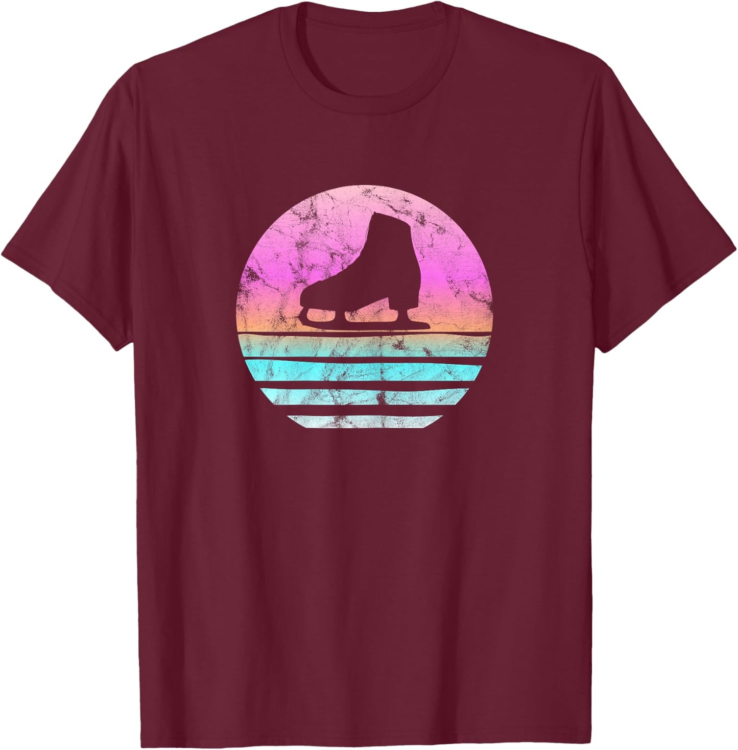 Cool Vintage Retro Figure Skating Shirt For Girls and Women T-Shirt - T-Shirt | Maroon