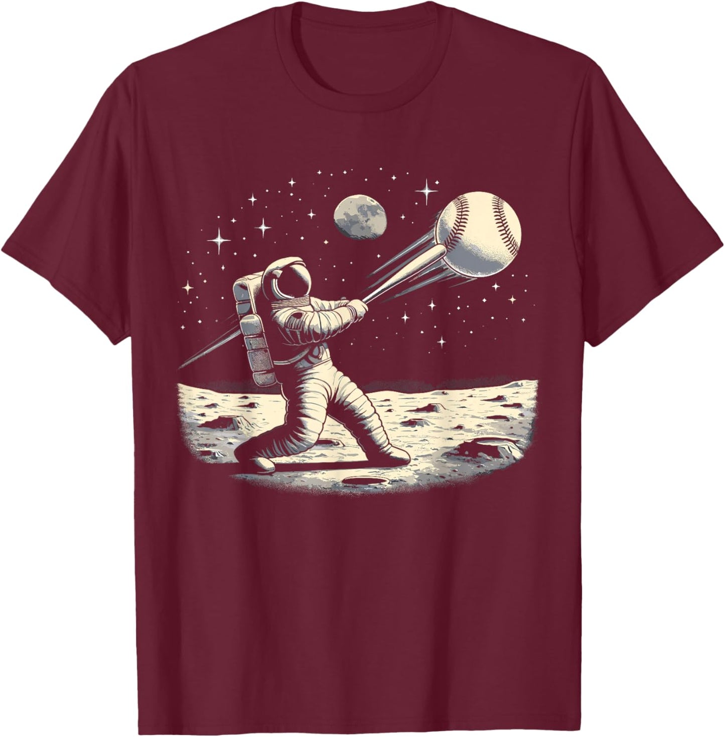 Astronaut Baseball Funny Space Baseball T-Shirt - T-Shirt | Maroon