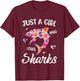 Just A Girl Who Loves Sharks Women Shark Lover T-Shirt - T-Shirt | Maroon
