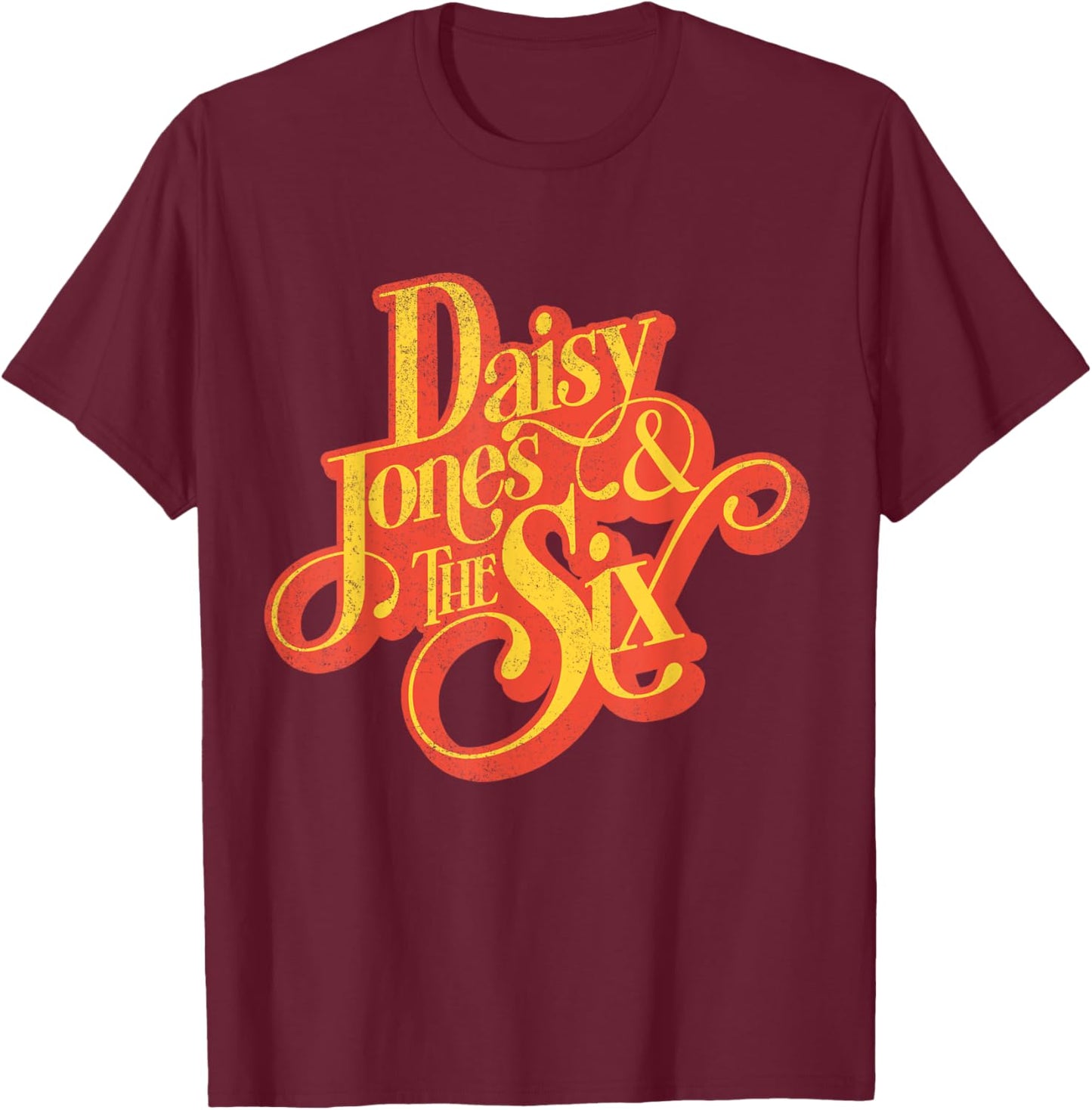 Daisy Jones & the Six - Vintage Yellow Logo T-Shirt - T-Shirt | Maroon