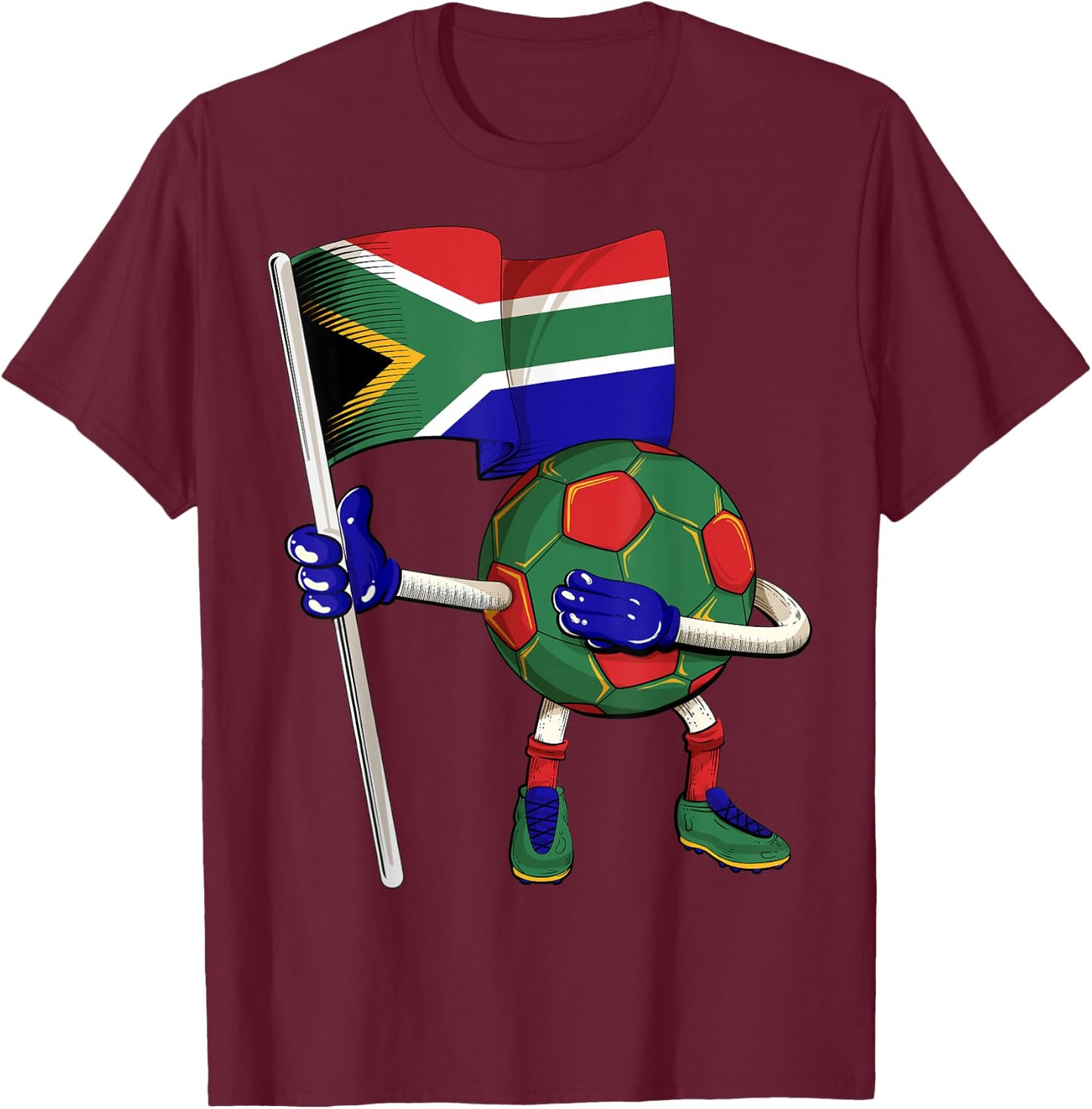 South Africa Soccer Jersey Africa Flag Football Dab Funny T-Shirt - T-Shirt | Maroon