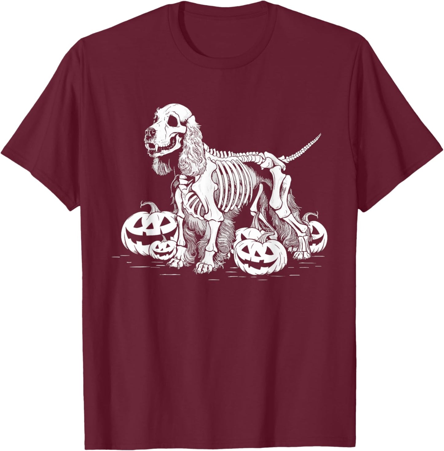 Cocker Spaniel Skeleton Birthday Halloween Kids T-Shirt - T-Shirt | Maroon
