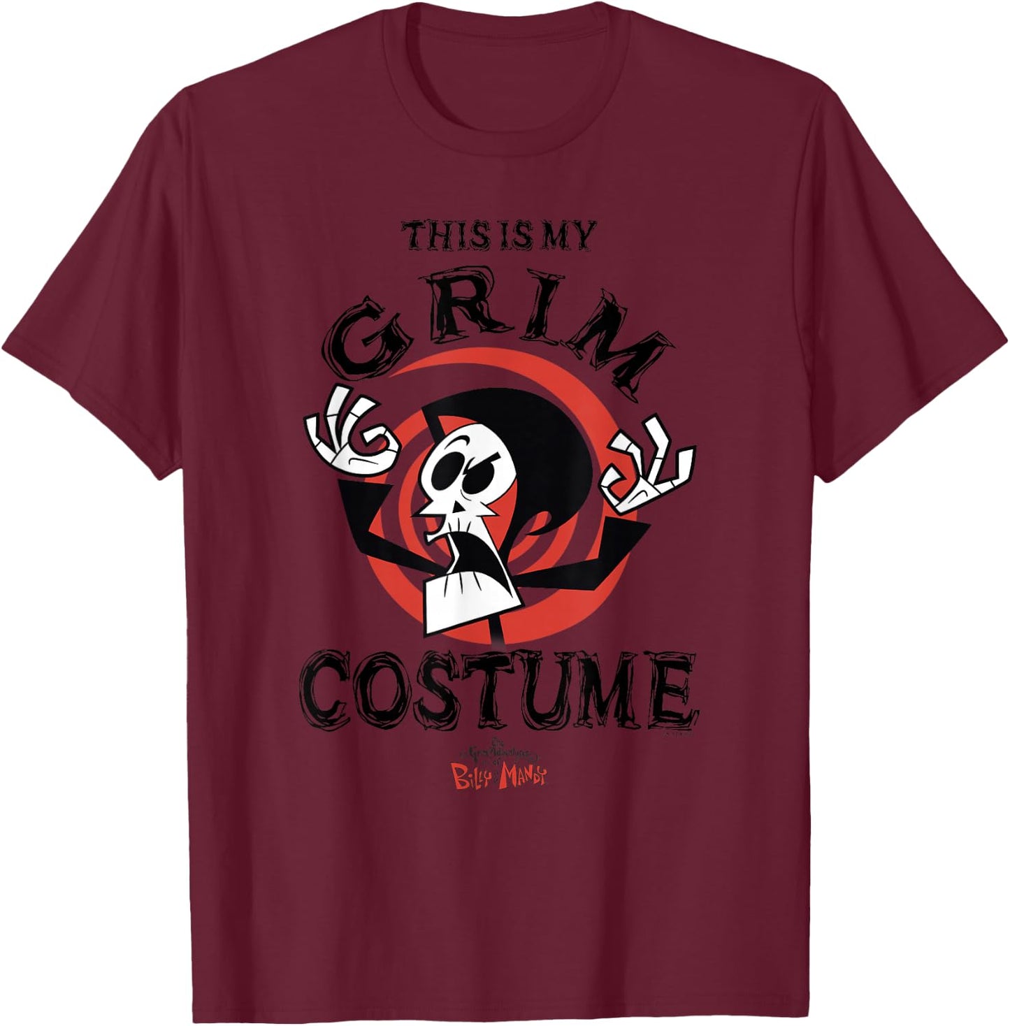 The Grim Adventures of Billy & Mandy Halloween Grim Costume T-Shirt - T-Shirt | Maroon