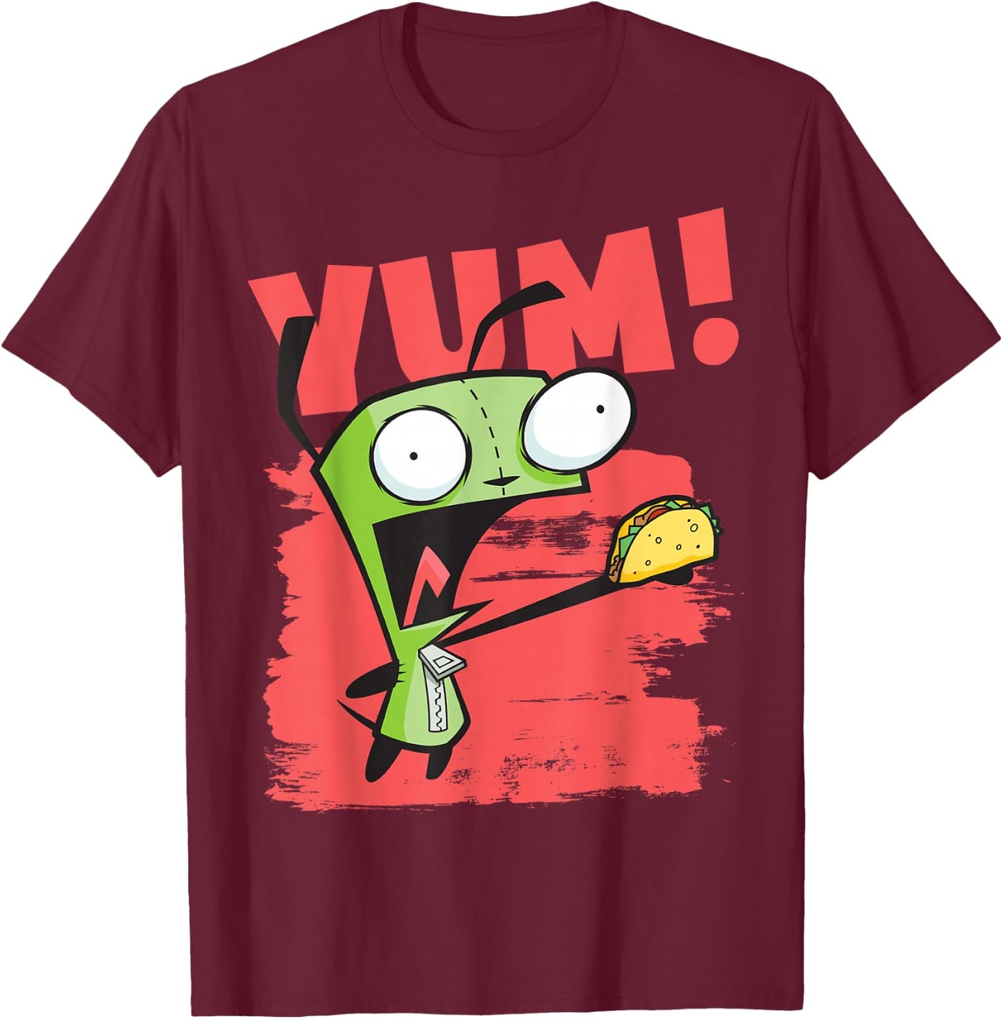 Invader Zim Gir With A Taco Poster T-Shirt - T-Shirt | Maroon
