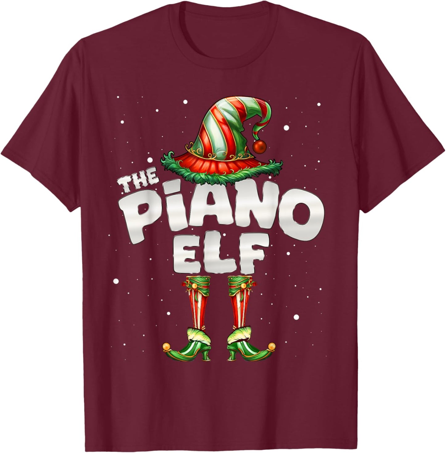 I'm The Piano Elf Family Matching Group Christmas Party T-Shirt - T-Shirt | Maroon