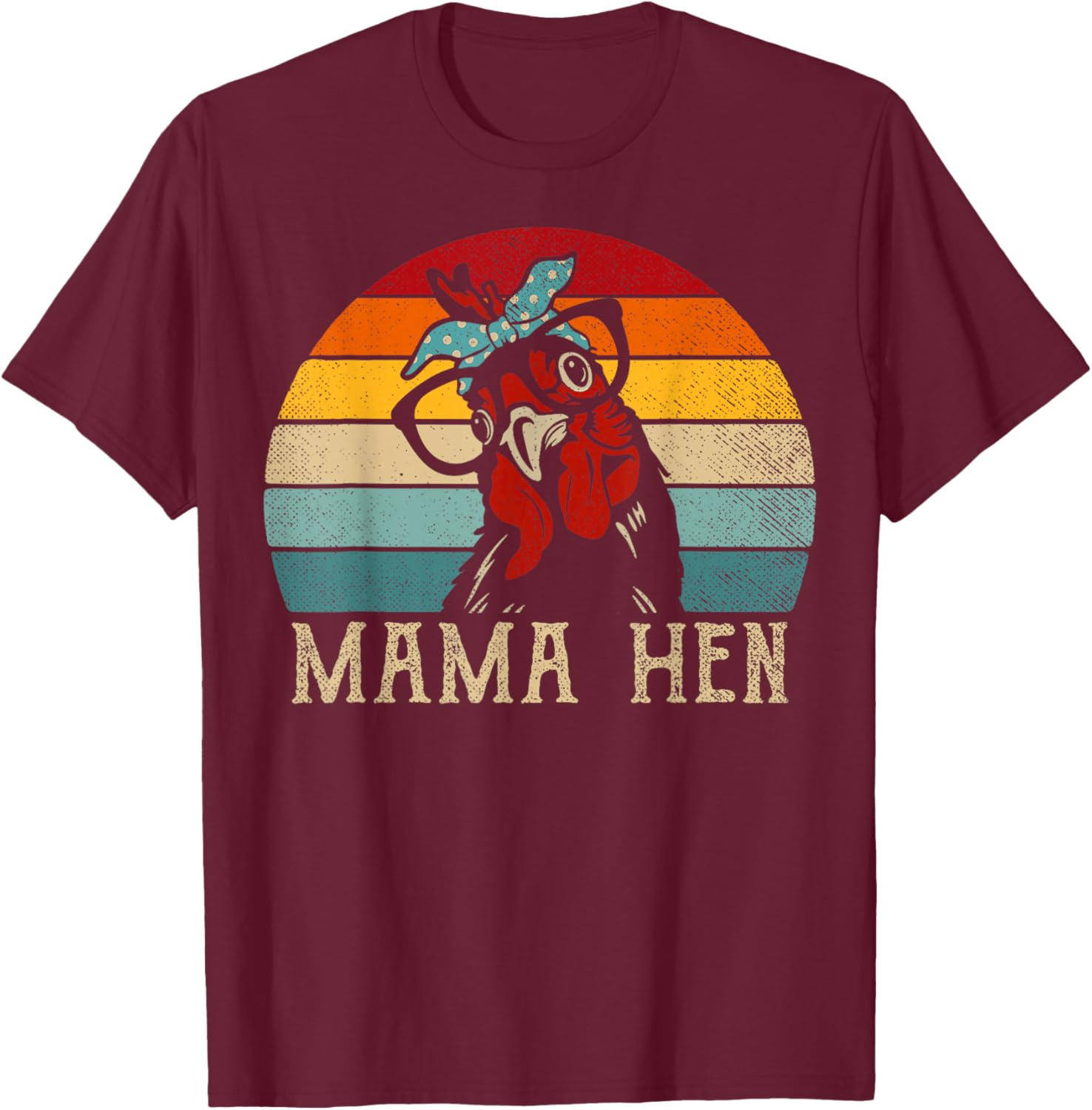 Funny Mama Hen Vintage Retro Chicken Mom Mother T-Shirt - T-Shirt | Maroon