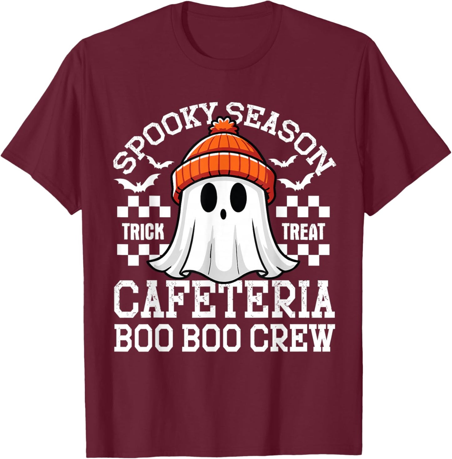 Spooky Season A Cafeteria Boo Crew Teacher Lunch Lady Squad T-Shirt - T-Shirt | Maroon