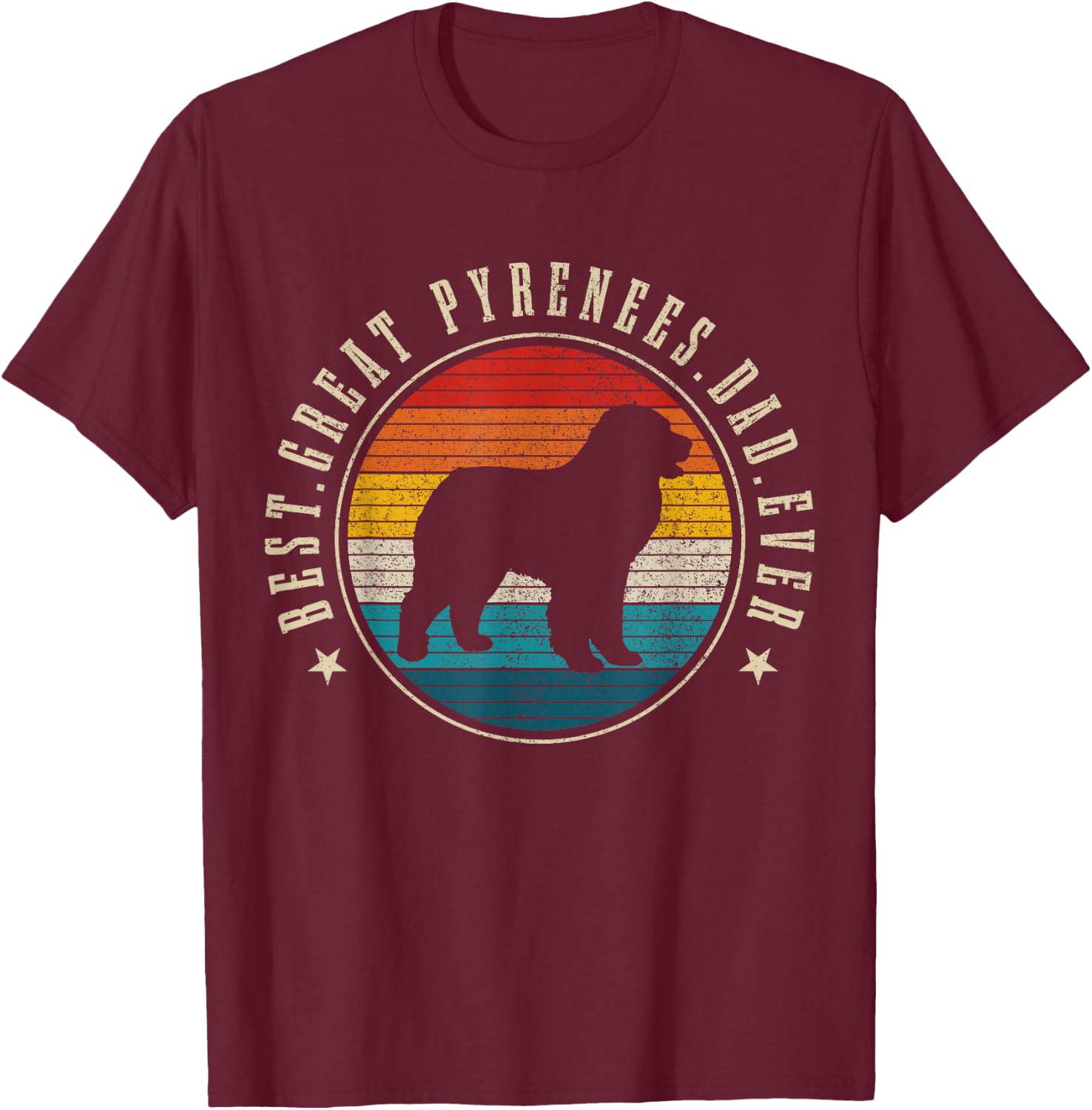 Pyrenean Mountain Dog Vintage Dog Funny T-Shirt - T-Shirt | Maroon